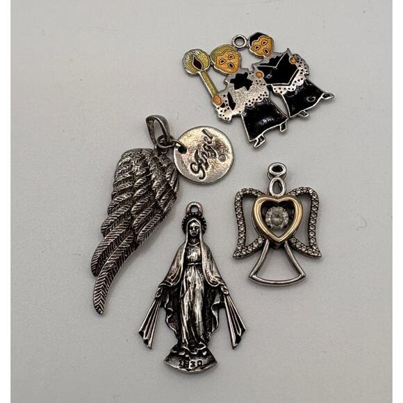 Sterling Silver Pendant Lot Angel Religious 11.6g - Picture 1 of 13